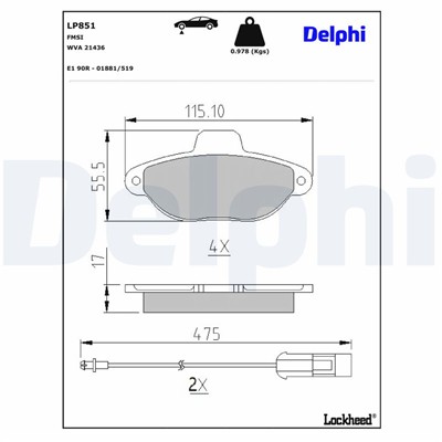 DELPHI LP851 EAN: 5012759306451.