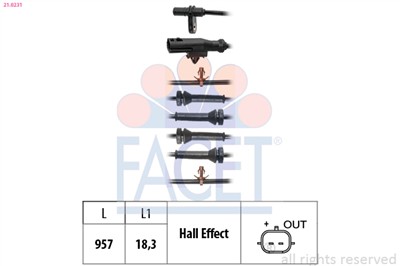 FACET 21.0231 Číslo výrobce: KW 460 231. EAN: 8012510033180.
