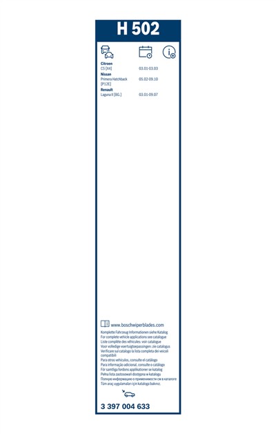 BOSCH 3 397 004 633 Číslo výrobce: H 502. EAN: 3165143609279.
