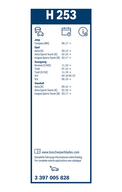 BOSCH 3 397 005 828 Číslo výrobce: H 253. EAN: 4047026150537.