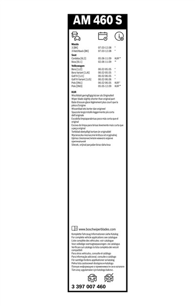 BOSCH 3 397 007 460 Číslo výrobce: AM 460 S. EAN: 4047024448070.