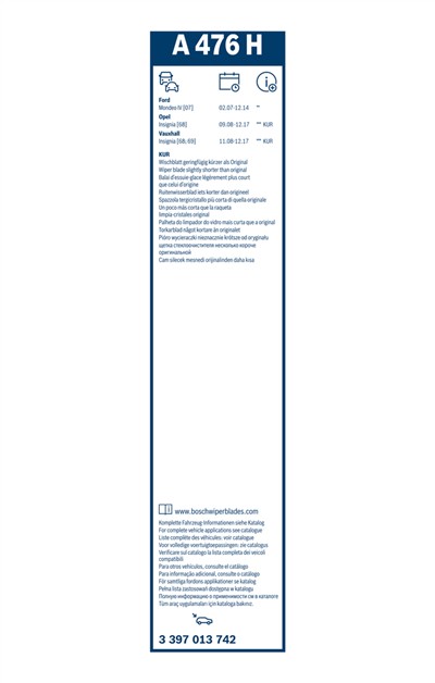 BOSCH 3 397 013 742 Číslo výrobce: A 476 H. EAN: 4047025511094.
