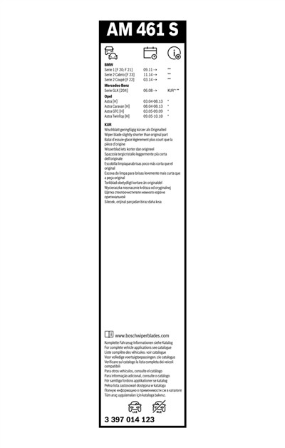 BOSCH 3 397 014 123 Číslo výrobce: AM 461 S. EAN: 4047025487733.