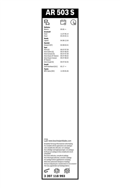 BOSCH 3 397 118 993 Číslo výrobce: AR 503 S. EAN: 3165144033042.