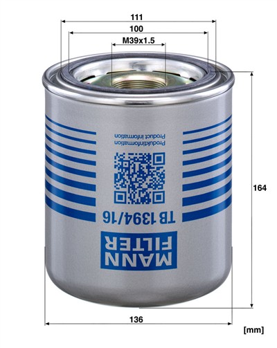 MANN-FILTER TB 1394/16 x EAN: 4011558635664.