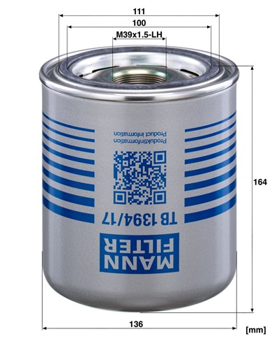 MANN-FILTER TB 1394/17 x EAN: 4011558635695.