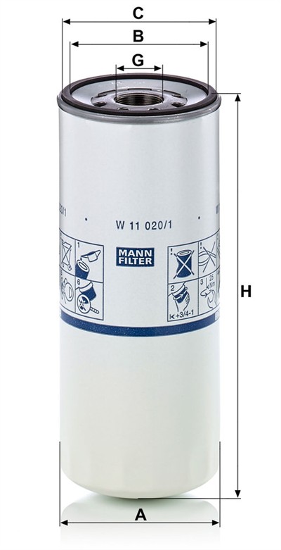 MANN-FILTER W 11 020/1 EAN: 4011558343996.
