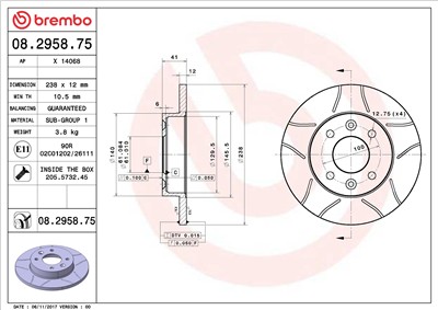 BREMBO 08.2958.75 EAN: 8020584011188.
