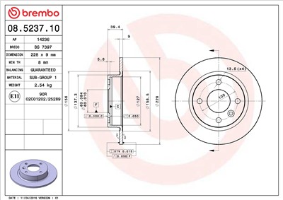 BREMBO 08.5237.10 EAN: 8020584523711.