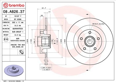 BREMBO 08.A826.37 EAN: 8020584234150.