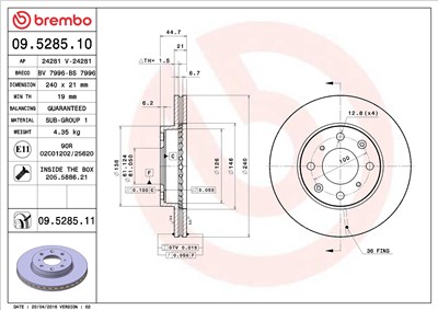 BREMBO 09.5285.11 EAN: 8020584215982.
