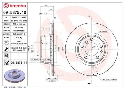 BREMBO 09.5875.11 EAN: 8020584222126.