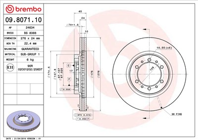 BREMBO 09.8071.11 EAN: 8020584032794.