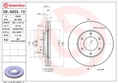 BREMBO 09.A203.10 EAN: 8020584016800.