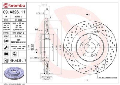 BREMBO 09.A326.11 EAN: 8020584220764.