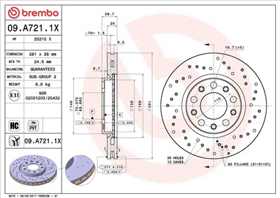 BREMBO 09.A721.1X EAN: 8020584217535.