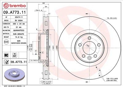 BREMBO 09.A773.11 EAN: 8020584220856.
