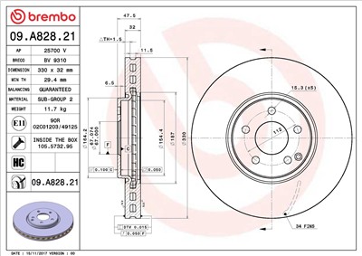 BREMBO 09.A828.21 EAN: 8020584228951.