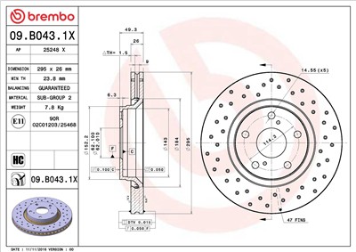 BREMBO 09.B043.1X EAN: 8020584226766.