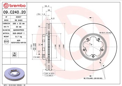 BREMBO 09.C240.20 EAN: 8020584315286.