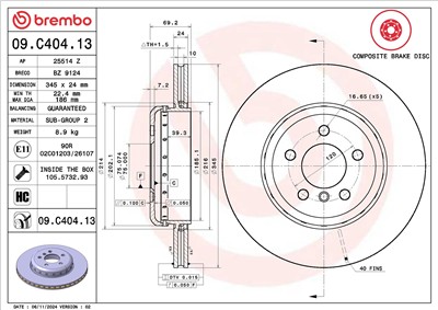 BREMBO 09.C404.13 EAN: 8020584039281.