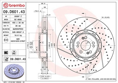 BREMBO 09.D601.43 EAN: 8020584316405.