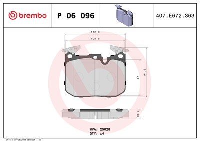 BREMBO P 06 096 Číslo výrobce: 25028. EAN: 8020584084731.