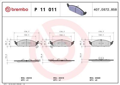 BREMBO P 11 011 Číslo výrobce: 23319. EAN: 8020584050484.