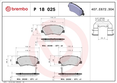BREMBO P 18 025 Číslo výrobce: 25349. EAN: 8020584108772.