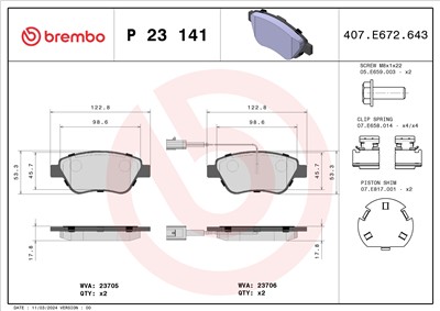BREMBO P 23 141 Číslo výrobce: 23706. EAN: 8020584108802.