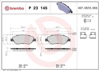 BREMBO P 23 145 Číslo výrobce: 23713. EAN: 8020584108840.