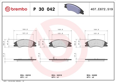 BREMBO P 30 042 Číslo výrobce: 24219. EAN: 8020584060803.