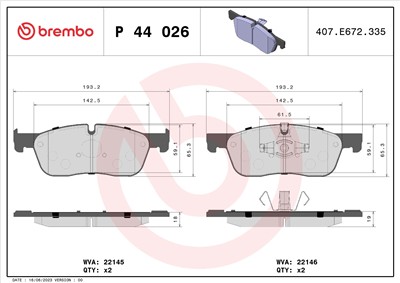 BREMBO P 44 026 Číslo výrobce: 22146. EAN: 8020584084755.