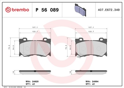 BREMBO P 56 089 Číslo výrobce: 24994. EAN: 8020584104798.
