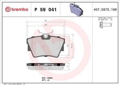 BREMBO P 59 041 Číslo výrobce: 23980. EAN: 8020584055724.