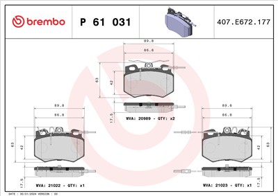 BREMBO P 61 031 Číslo výrobce: 20989. EAN: 8020584056073.