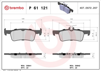 BREMBO P 61 121 Číslo výrobce: 25842. EAN: 8020584111642.