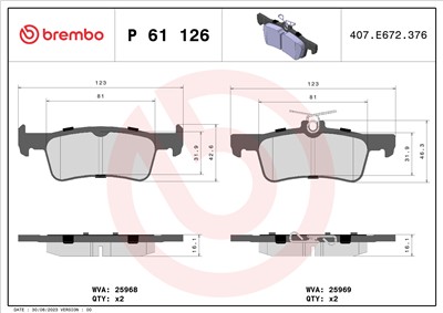BREMBO P 61 126 Číslo výrobce: 25968. EAN: 8020584081228.