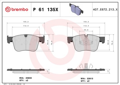 BREMBO P 61 135X Číslo výrobce: 22813. EAN: 8020584121788.