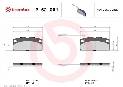 BREMBO P 62 001 Číslo výrobce: 24730. EAN: 8020584069868.