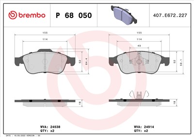 BREMBO P 68 050 Číslo výrobce: 24914. EAN: 8020584090817.