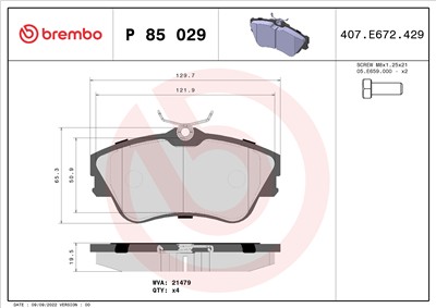 BREMBO P 85 029 Číslo výrobce: 21479. EAN: 8020584058329.
