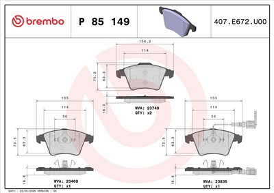 BREMBO P 85 149 Číslo výrobce: 23469. EAN: 8020584081273.