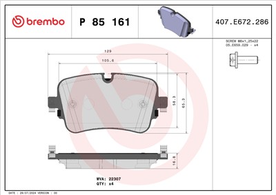 BREMBO P 85 161 Číslo výrobce: 22307. EAN: 8020584084793.