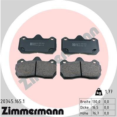 ZIMMERMANN 20345.165.1 Číslo výrobce: 20345. EAN: 4250238729068.