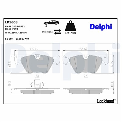 DELPHI LP1608 EAN: 5012759121702.
