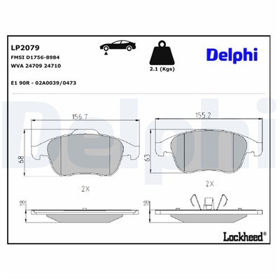 DELPHI LP2079 EAN: 5012759425084.