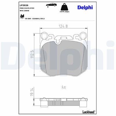 DELPHI LP3926 EAN: 5012759611104.